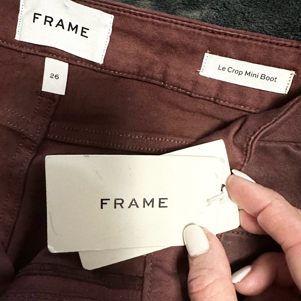 Frame Le Crop Mini Boot Bordeaux coated jeans Cropped - Picture 15 of 16
